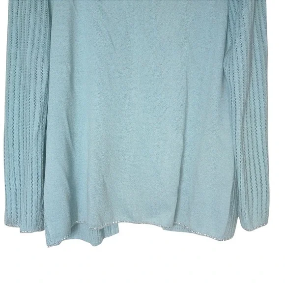 St John Evening Marie Gray Blue Knit Cardigan Sequin Trim Jacket Sz 12 USA Vtg - Picture 8 of 12